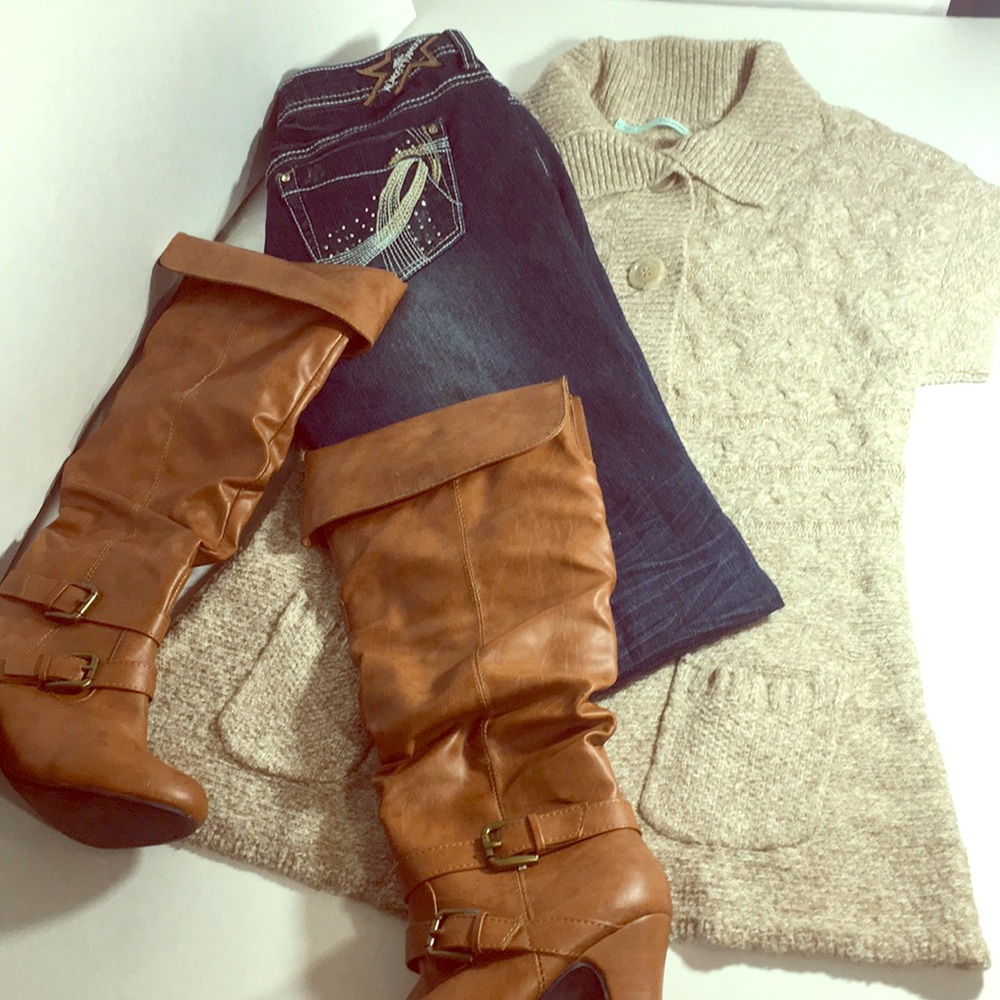 Maurices Oatmeal Chunky Tunic w/Pockets Cardigan